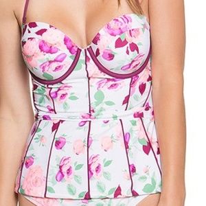 Betsey johnson Bustier peplum Tankini SWIM Top *no neck strap